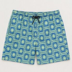 Toad & Co Mens Boundless Pull-On Short XL Blue Green Floral 7" inseam